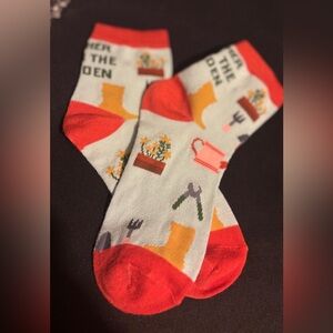 Garden Themed Red and White Men's Socks